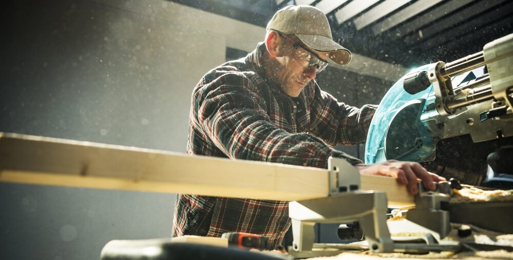 Skilled craftsman working with wood on a BA Construction project in Pinellas County.